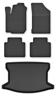 Image de Tapis en caoutchouc + bac de coffre pour Toyota Verso 2011-2013 (plancher haut) – 5 pièces, noirs, semi-universel, adapté