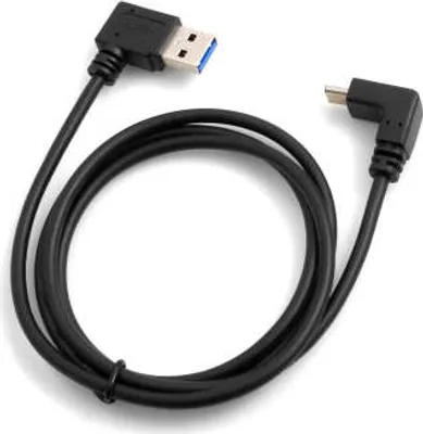 Produktbild von SYSTEM-S USB 3.1 Typ C Kabel aufwärts und abwärts gewinkelt Winkel zu USB 3.0 Typ A 90° links gewinkelt Adapter Datenkabel Ladekabel 98 cm