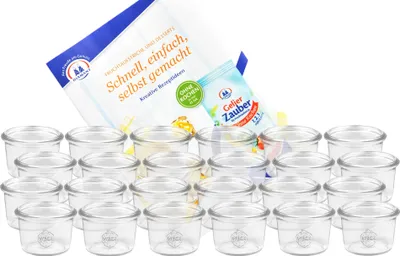 Produktbild von 24er Set Weck Gläser 80ml Sturzgläser inkl. Gelierzauber Rezeptheft von Diamantzucker