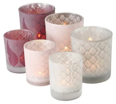 Produktbild von Windlicht Orana Glas H 8/10cm pink 2er Set
