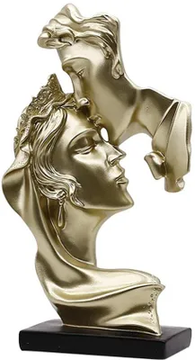 Immagine prodotto di Arredamento moderno per il soggiorno, opera d'arte astratta, scultura figurativa in poliresina, oro, idea regalo