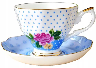 Produktbild von Elegante Tasse 1 Stück dünnes Porzellan 220ml Blauer 8el Goldrand