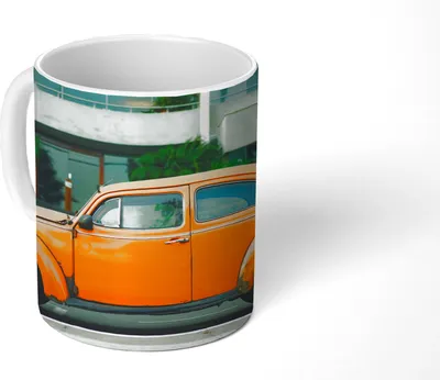 Produktbild von MuchoWow® Tasse Kaffeetasse Kaffeebecher 350 ml Auto - Oldtimer - Orange Teetasse - Fototasse - Becher - Keramikbecher - Teebecher - Kaffeetasse - Bürotasse