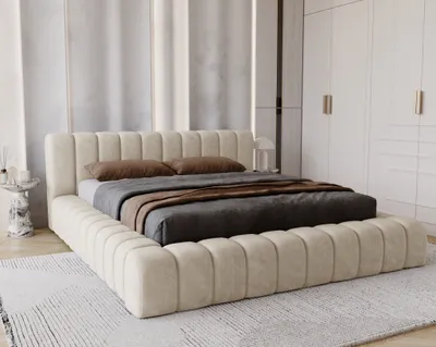 Produktbild von Polsterbett 180x200 Como - dickem Schaumstoff, Bettkasten, Lattenrost - Doppelbett 180x200, Elegantes Design, Beige