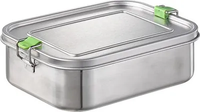 Produktbild von APS 66902 Brotdose LUNCHBUDDY, Edelstahl, herausnehmbarer Trennsteg, 22,5 x 16,5 cm, Höhe 6,5 cm