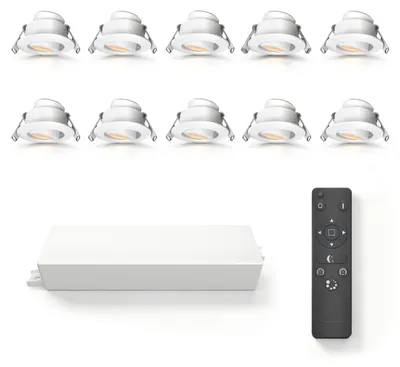 Image de Ledvion Lot de 10 spot encastrable LED ø42mm IP65 3W Blanc 2700K Inclinable