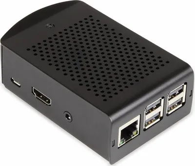 Image de Boîtier Raspberry en aluminium PI B+, 2B, 3B, 3B+ noir