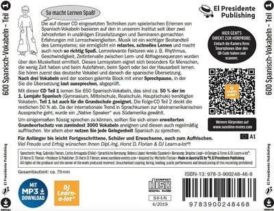 Produktbild von 600 Spanisch-Vokabeln spielerisch erlernt. Grundwortschatz 1. CD