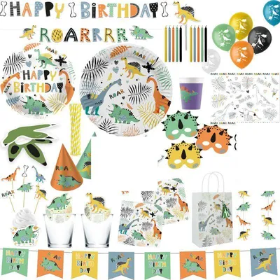 Produktbild von Party Deko Set Dinosaurier Geburtstagsdeko Partyset Kindergeburtstag Dekoration