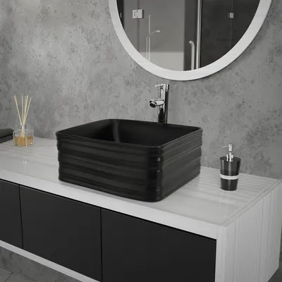 Obrázek produktu pro LuxeBath umyvadlo Umyvadlo na desku Square, 39x39x15 cm, černá matná, z keramiky
