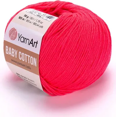 Produktbild von YarnArt Baby Baumwolle Garn 423, Malinrot, 50g, 165m, ideal für Kindermode