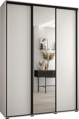Produktbild von MEBLE KRYSPOL Davos 3 Schrank, drei Türen - 235,2x180x45 cm - Weiß Weiß Schwarz
