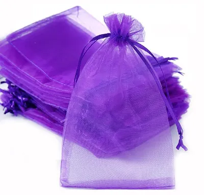 Organza-Beutel mit Kordelzug, 7x9 cm, violett, 100 Stück