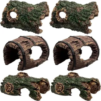 Produktbild von Aquarium Deko Höhle Garnelen Versteck Baumstamm 6er Set