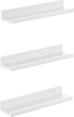 Image de Kit d'étagères murales blanches : rangement et décoration élégants, 3 étagères, 38x10 cm, MDF durable, montage facile
