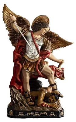 Erzengel St. Michael Figur, Kunstharz, 100 cm, mehrfarbig