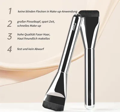 Produktbild von INF Ultra dünner flacher Foundation Pinsel 2er Set Silber Kunststoff Länge 14cm