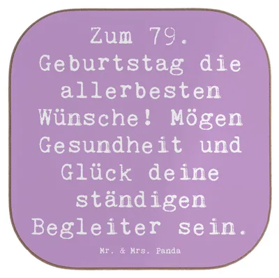 Produktbild von Mr. & Mrs. Panda Holzuntersetzer Spruch 79. Geburtstag Glückwünsche - Lavendeltraum - Geschenk, Untersetzer Tasse, Coaster, Happy Birthday, besondere Anlässe, Quadratisch