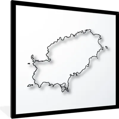 Produktbild von MuchoWow® Gerahmtes Poster Eine Illustration einer Karte von Ibiza 40x40 cm - Poster mit Schwarzem Bilderrahmen Wandposter Rahmen Foto Bilder - Mit Rahmen - Wanddekoration Schlafzimmer
