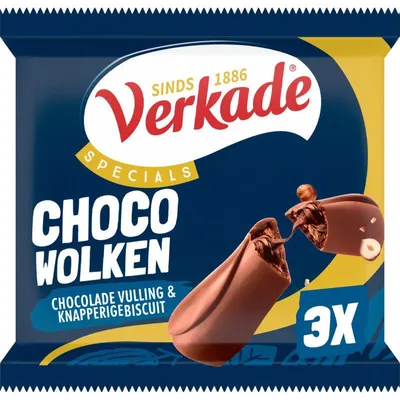Obrázek produktu pro Čokoládová svačina Verkade Choco Clouds 105 g – rozplývající se v ústech a vynikající