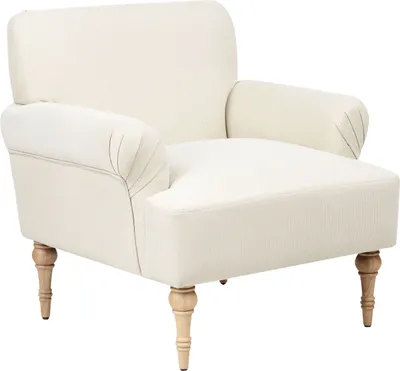 Obrázek produktu pro BELIANI Křeslo světle béžové polyesterová tkanina čalounění vodoodpudivá látka kaučukové dřevěné nohy retro minimalistický styl obývací pokoj
