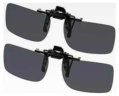 Produktbild von Clip-On Sonnenbrille 2er Set, polarisierte Linsen für Korrekturbrillen, Flip-up randlose Myopie Sonnenbrille für Damen und Herren
