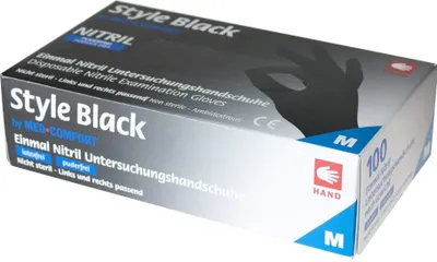 Produktbild von Nitrilhandschuhe schwarz, puderfrei, 100 Stück, Größe:M