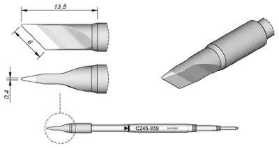 Obrázok produktu pre JBC Punta di saldatura coltello 45° Contenuto 1 pz.