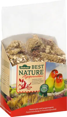 Produktbild von Dehner Best Nature Agapornidenfutter, Vogelfutter für Papageien, hochwertig mit Kolbenstücken, 2.5 kg