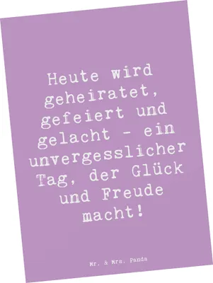 Produktbild von Mr. & Mrs. Panda Postkarte Spruch Hochzeitsfeier Freude - Lavendeltraum - Geschenk, Postkarten, Hochzeit, Heiraten, teilen, Glück, Hochzeitstag, Ansichtskarte, Familie