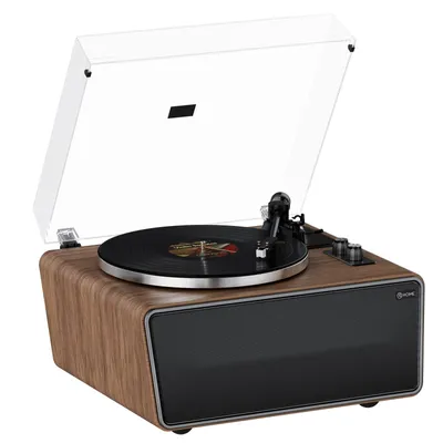 Produktbild von All in One Schallplattenspieler, Plattenspieler mit Lautspreche Bluetooth-Plattenspieler mit eingebauten 4 Stereo-Lautsprechern, Hi-Fi-Plattenspieler