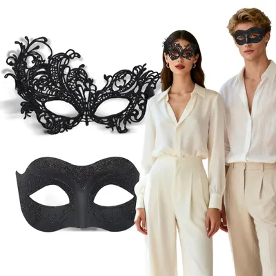 Imagen del producto de Máscaras venecianas, 2 unidades, color , para adultos, ideales para Halloween