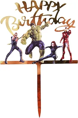 Image de Décoration en acrylique pour gâteau « Happy Birthday AVENGERS »
