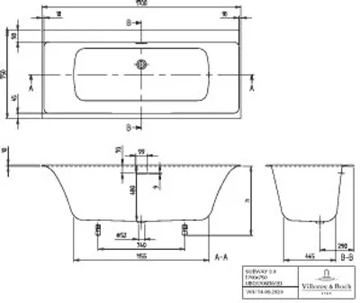 Produktbild von Villeroy & Boch UHE170SBW2A2V01 Badewanne Subway 3.0 1700x750x625mm