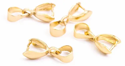 Produktbild von Vintageparts Collierschlaufen aus Messing mit 18K Goldbeschichtung 11 mm, 4 Stück