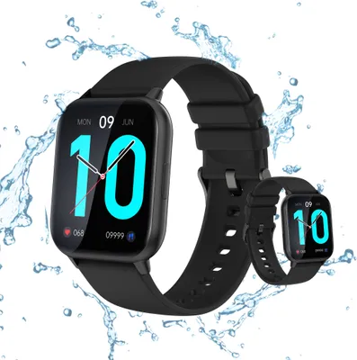 Produktbild von （Black）Smartwatch Fitness Tracker Vodotěsné chytré hodinky Ženy Muži 1,96 "Velká HD dotyková barevná obrazovka Fitness hodinky se srdečním tepem Krevní tlak Sc