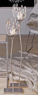 Produktbild von Gilde Windlicht, "Trevi", Glas, Metall, silberfarben, , H. 106 cm, D. 18 cm  74155