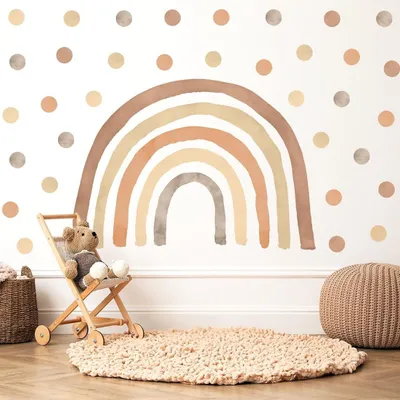 Immagine prodotto di Adesivi murali in stile boho a forma di arcobaleno, con 50 puntini