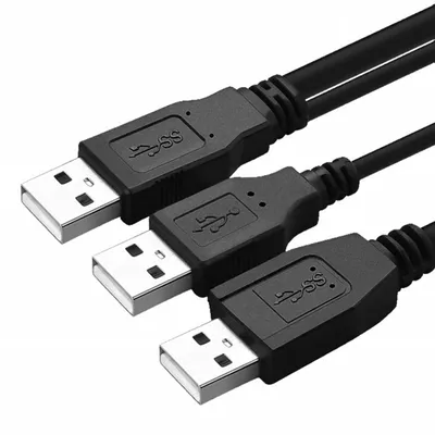 Produktbild von R39 USB 2.0 Y-Splitter Kabel USB-A Stecker auf 2x USB-A Stecker Daten- und Stromversorgung 70cm für externe Festplatten HDD SSD PC Laptop