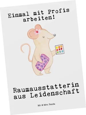 Produktbild von Mr. & Mrs. Panda Grußkarte Raumausstatterin Leidenschaft - Weiß - Geschenk, Postkarte, Postkarten, bildkarte, Ansichtskarte, Ansichtskarten