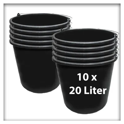 Produktbild von 10 Stk. 20 l Baueimer Zementeimer Mörteleimer  Eimer mit Henkel Ernteeimer Putzeimer Wassereimer