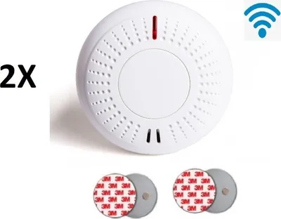 Obrázok produktu pre 2x požiarny a dymový hlásič Secutek VIP-909R - RF + 2x samolepiaci magnetický držiak pre hlásiče