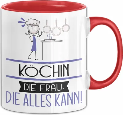 Produktbild von Köchin Geschenk Tasse Becher Die Frau Die Allen Kann Geschenkidee für eine Köchin Lustig (Rot)