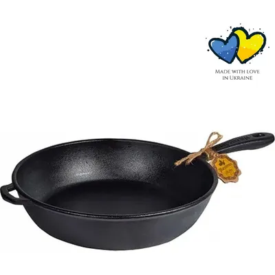 Immagine prodotto di MAYSTERNYA Padella in ghisa per sauté 28 cm - Padella e padella - Adatta all'induzione - Ghisa senza PFAS - Padella per BBQ - Nero