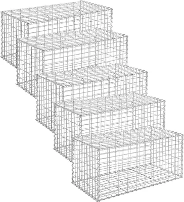 Obrázek produktu pro SONGMICS 5 kusů gabionových košů 100 x 50 x 50 cm pro zahradní plot Silvern GGB555V1