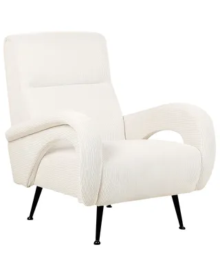 Produktbild von BELIANI Sessel Cremeweiß aus Cord mit Schwarzen Beinen Retro Stil Design für Wohnzimmer Schlafzimmer Flur