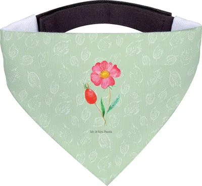 Produktbild von Mr. & Mrs. Panda Hundehalstuch Blume Hagebutte - Blattgrün - Geschenk, Garten, Halstuch Für Hunde, Schlechte Gedanken, Tuch, Lebensfreude