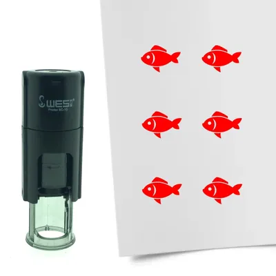 Zdjęcie produktu dla Pieczęć CombiCraft Fish 10 mm okrągła - czerwony tusz
