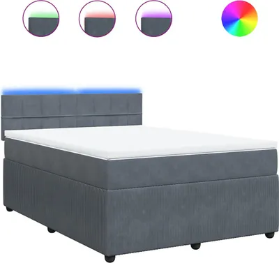 Productafbeelding van vidaXL Boxspringbed met matras, donkergrijs, 140x200 cm, fluweel