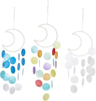 Produktbild von Famanu Windspiel Muschel - Maanstil Muschel Windspiel - Baumwollschnur Verpackt - Eisen Muschel Aufhängung - Wohn- und Schlafzimmerdekoration - Länge